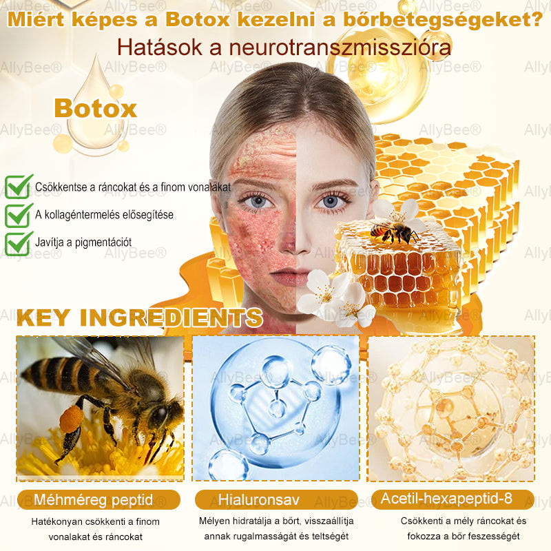 👨‍🔬 AllyBee® Botox Bőrápoló Krém Ránctalanítás, Hidratálás, Bőrregenerálás, Egyenletes Bőrtónus, Pattanás- és Sötétfolt Kezelés, Szemölcs- és Anyajegyek Eltávolítása